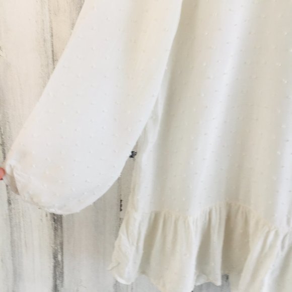 Velvet Graham Spencer Swiss Dot Ruffle Hem Top - Picture 5 of 11